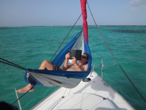 Hammock Time! On a sailboat hammock on a sailbot