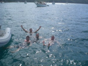 Swimming in Bequia on our Caribbean Sailing Vacatiom