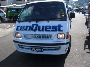 Mini van used for public transportation all around these Caribbean Islands.