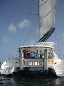 Aft view of our Catamaran on our Caribbean Sailing Vacation